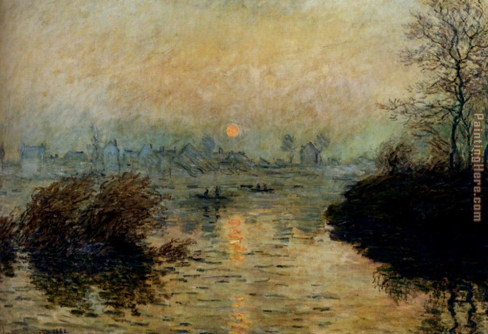 Claude Monet Sun Setting Over The Seine At Lavacourt